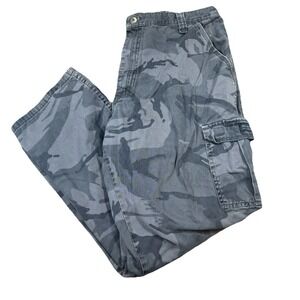 Wrangler Mens 38 X 30 Gray Camo Cargo Pants DISTRESSED Regular‎ Taper Utility